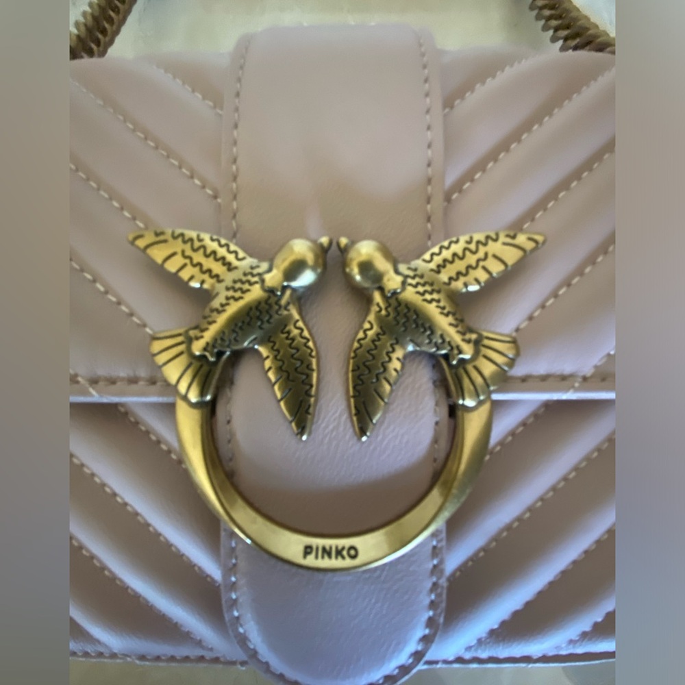PINKO BLUSH Quilted Shoulder Bag with Gold Bird Hardware - Picture 4 of 11